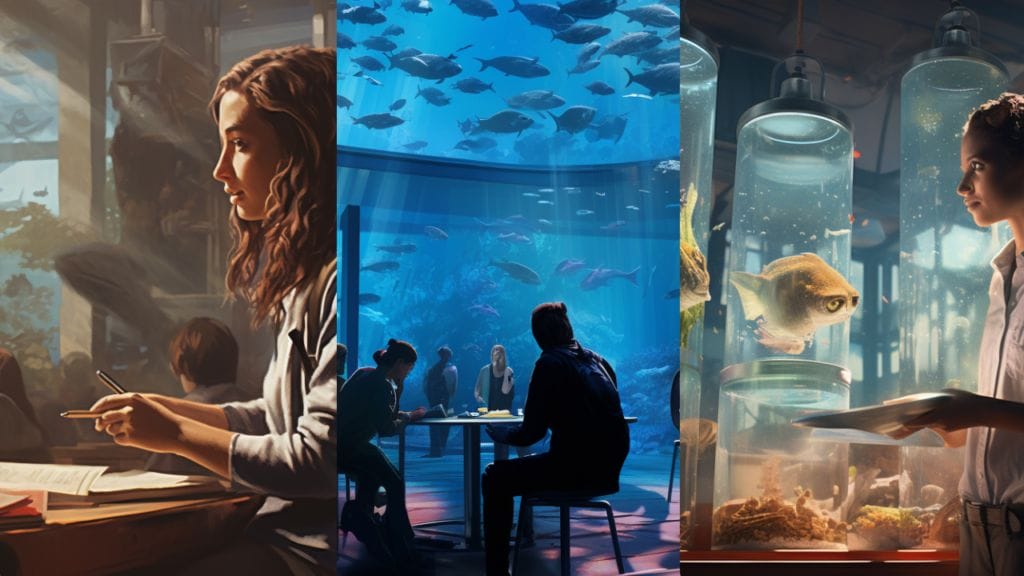three split images of how to become an aquarist