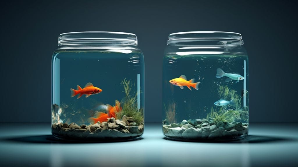 do aquariums need lids? a side by side fish tank with and without lid