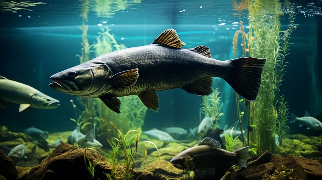 one of a freshwater aquarium fish that get big: giant catfish