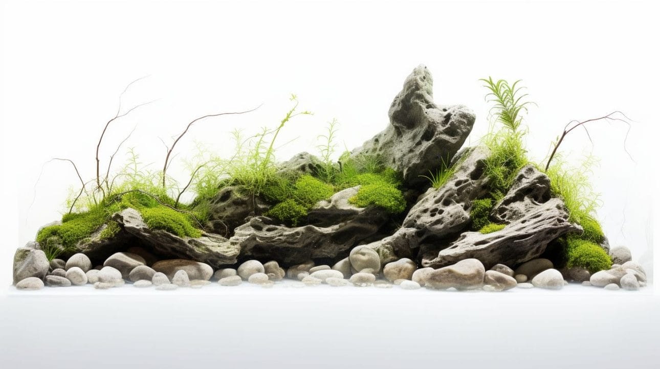 A serene Fish tank with bubbling air stones