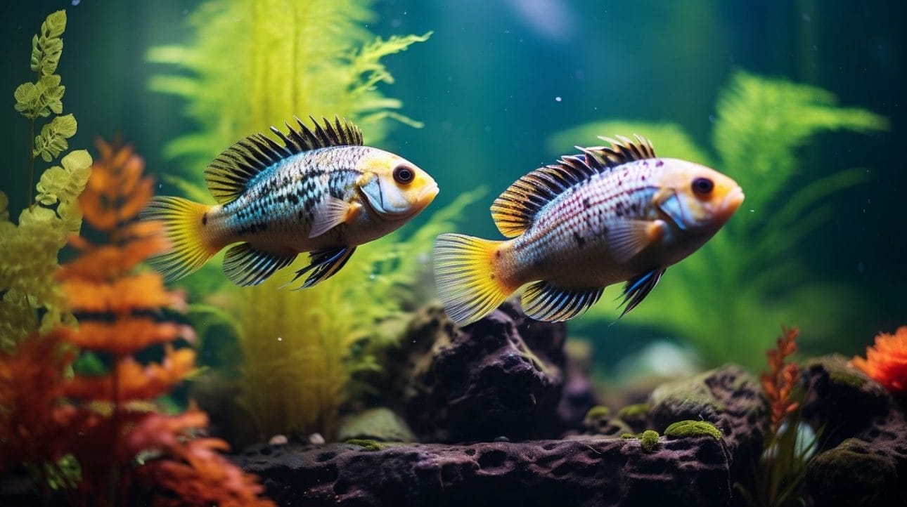 Cichlids in an aquarium