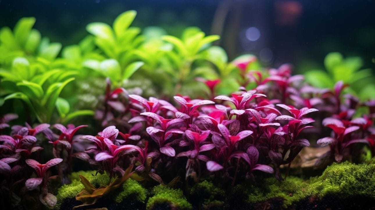Vibrant beginner-friendly aquarium carpet plants showcased in a tropical fish tank.
