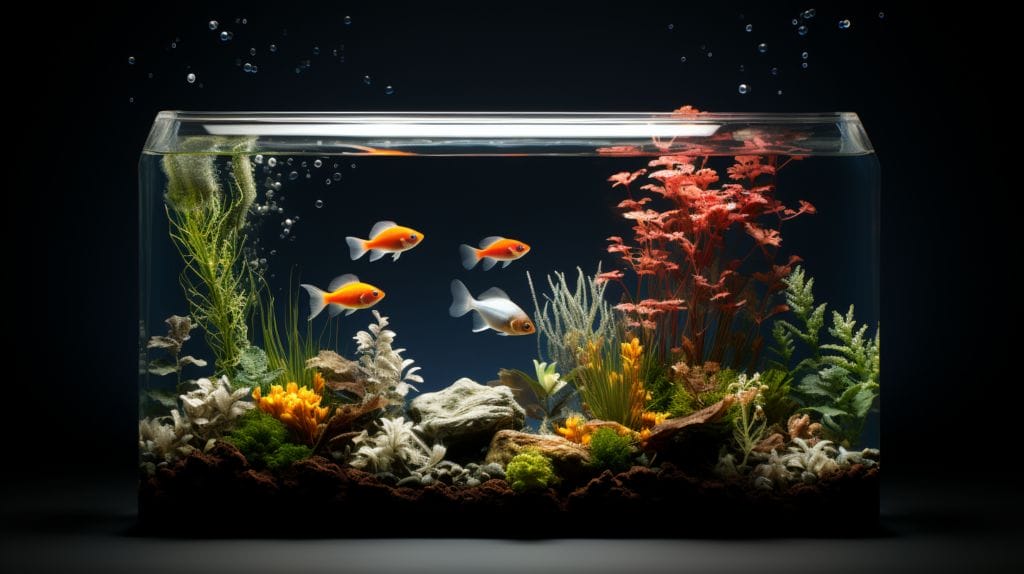 Clear aquarium comparison, healthy vs. unhealthy environments, water conditioner effects