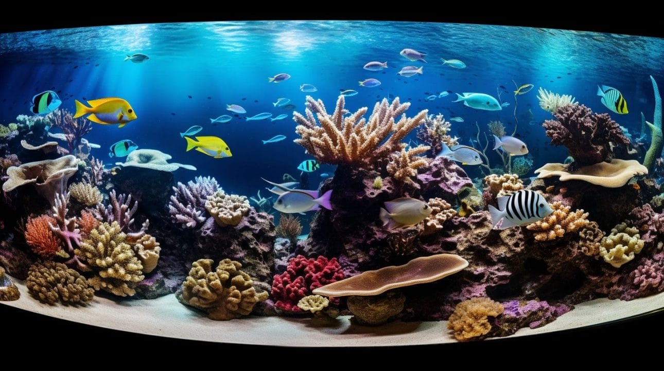 A vibrant saltwater fish community in a well-maintained aquarium.
