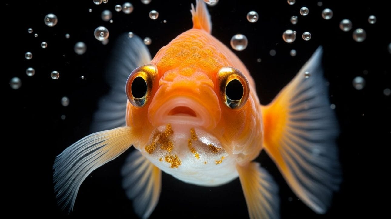 Close-up of a male Comet Goldfish showing breeding tubercles.