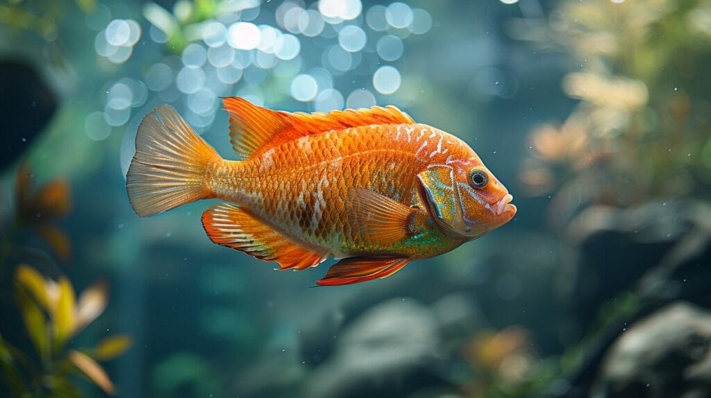 Aquarium Fish That Get Big featuring a Red Oscar fish in well-maintained aquarium.