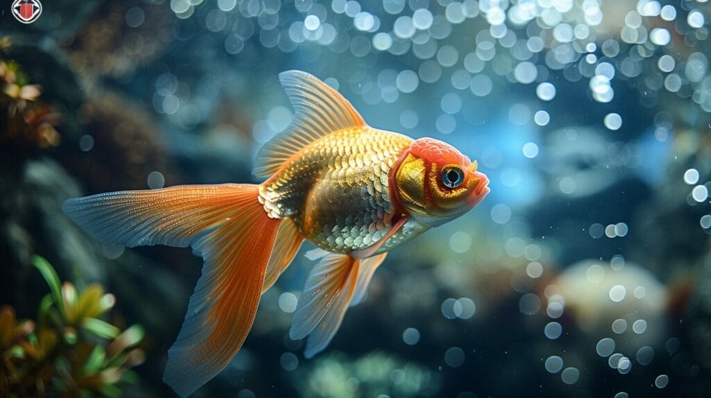 Vibrant goldfish in clean, spacious tank with plants.