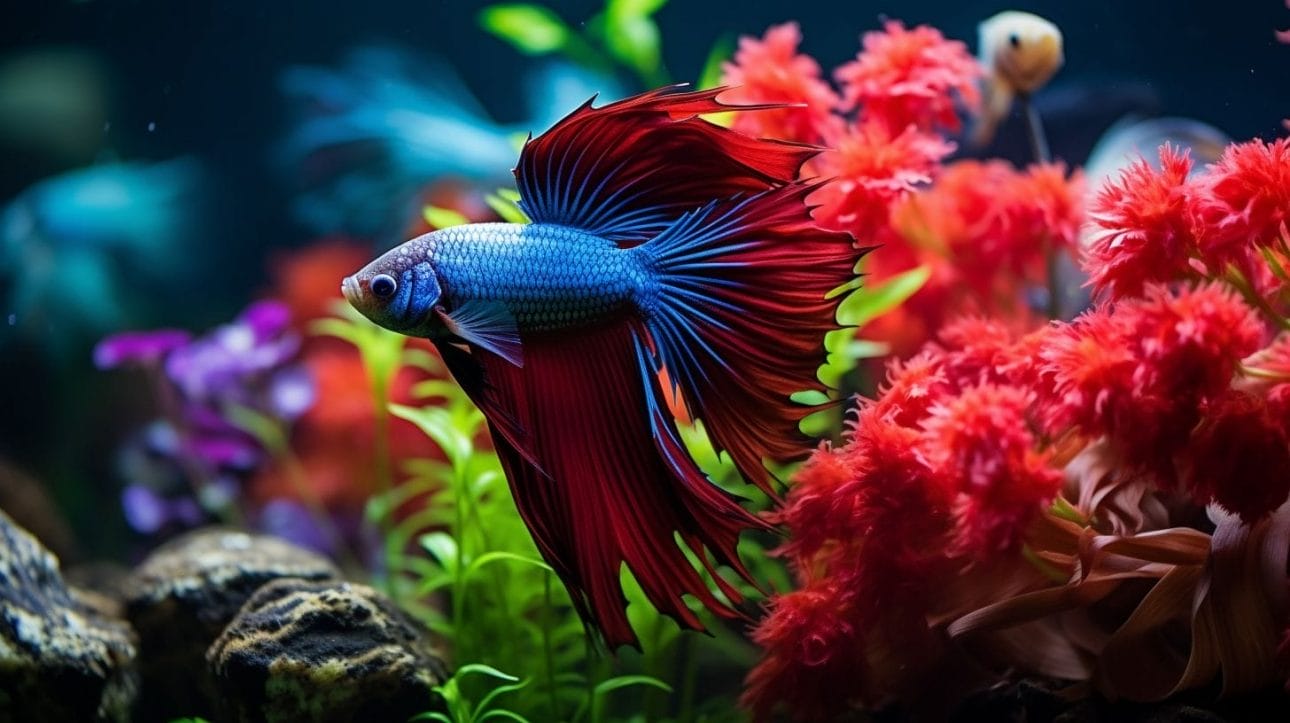 A 10-gallon aquarium with multiple betta fish creates a serene underwater haven.