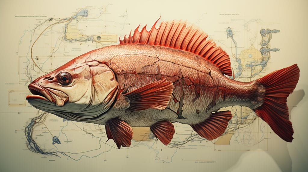 Do Fish Suffocate Out of Water featuring A cross-section of a fish showing its gills and circulatory system, with a background image of a fish out of water, emphasizing its struggle.