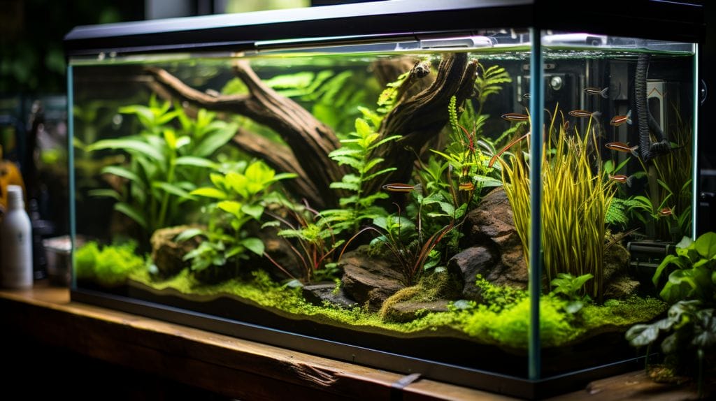 Amazon Sword plants in a home aquarium