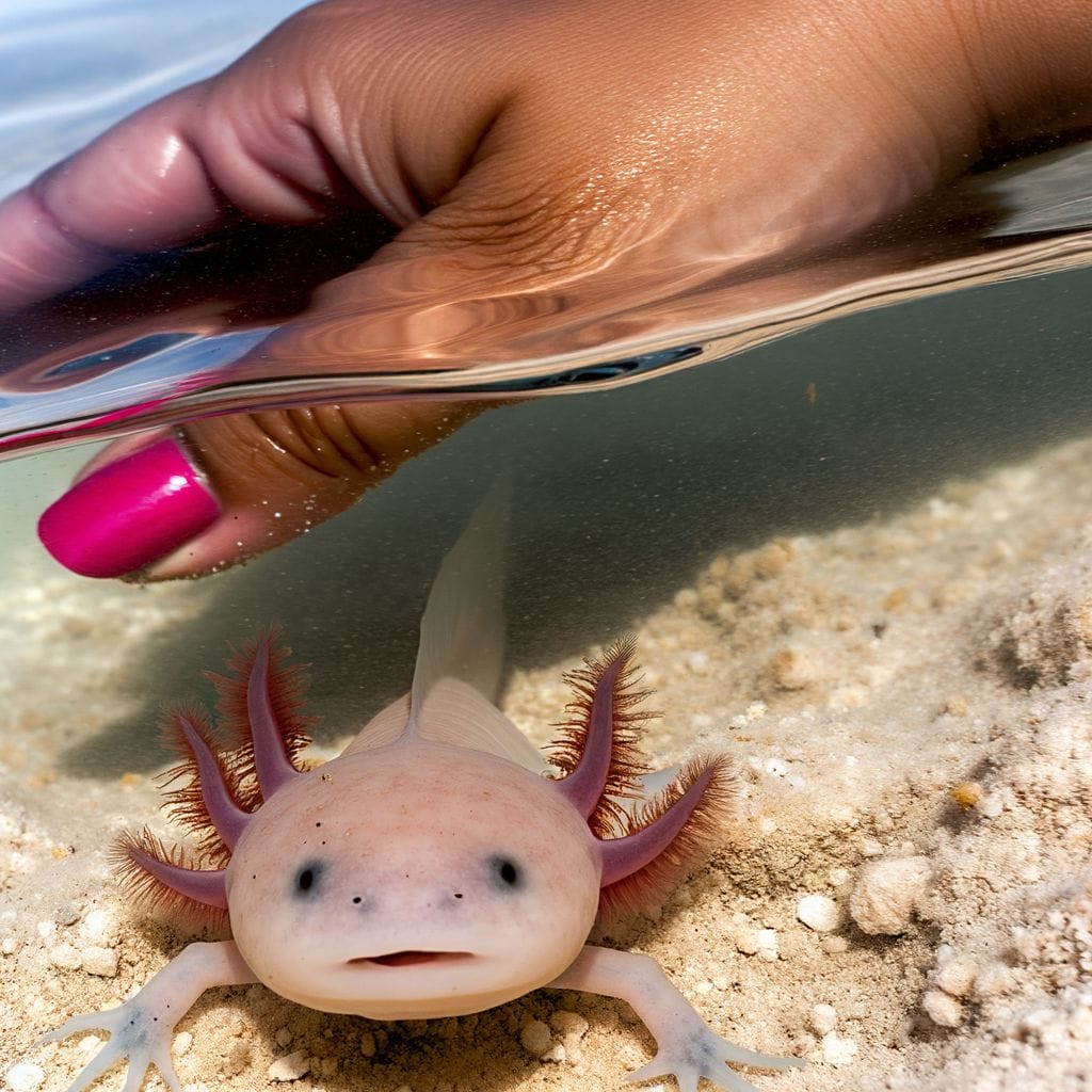 An axolotl looking distressed