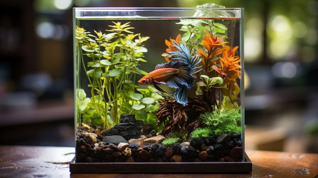 Betta fish near surface with improved energy.