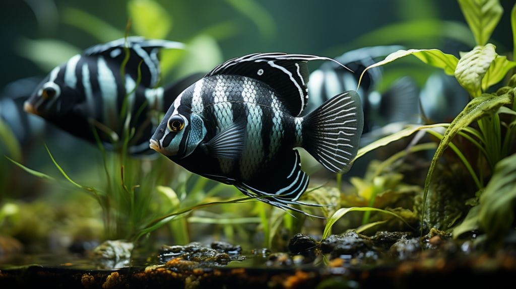 Black and white angelfish with contrasting patterns