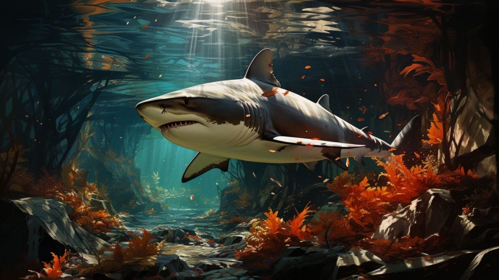 Can Bull Sharks Survive in Freshwater featuring a Bull shark in river with ocean transition