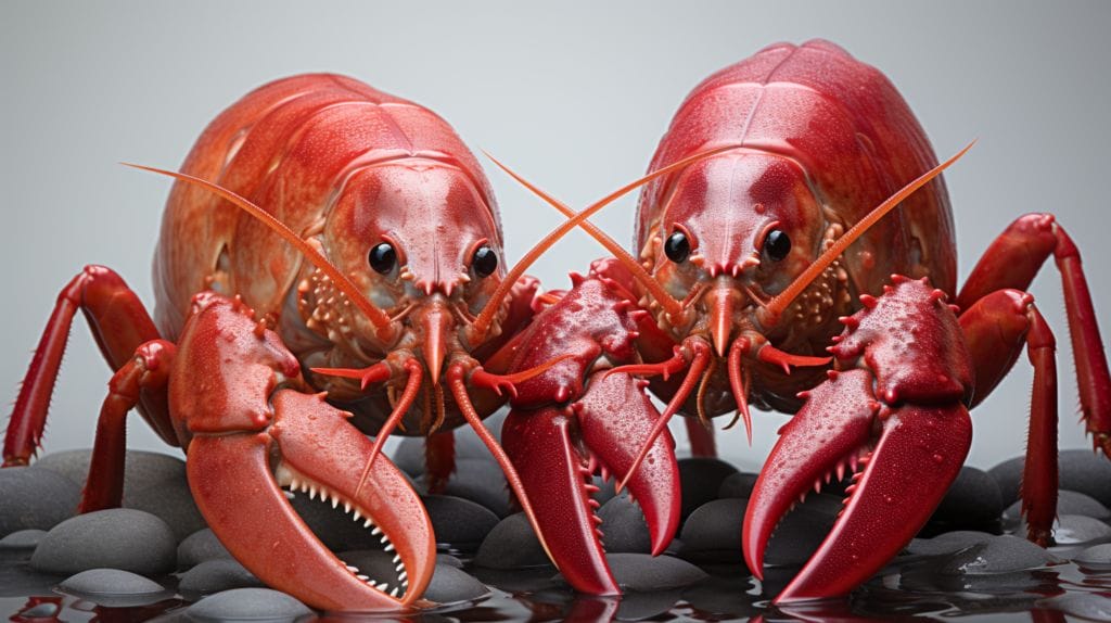 Close-up of crayfish showcasing gender differences