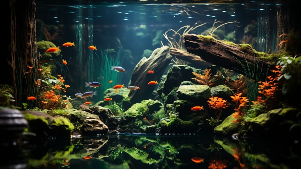 Compact aquarium with tropical fish