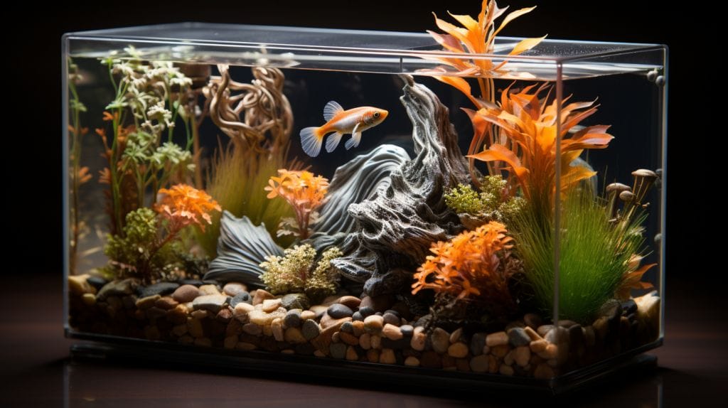 Fantail goldfish in ideal aquarium