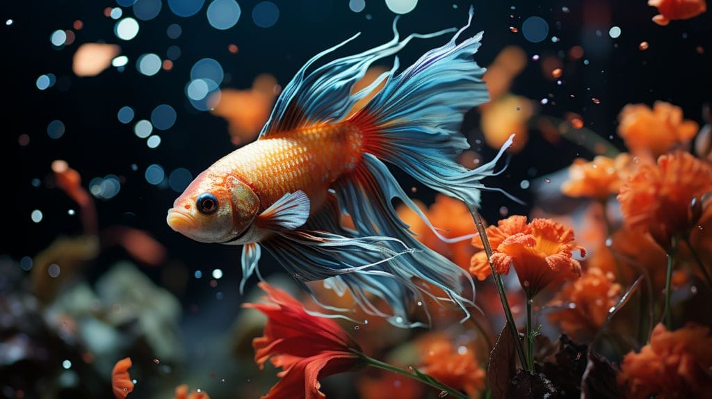 Fish distressed by low oxygen in vibrant aquarium.