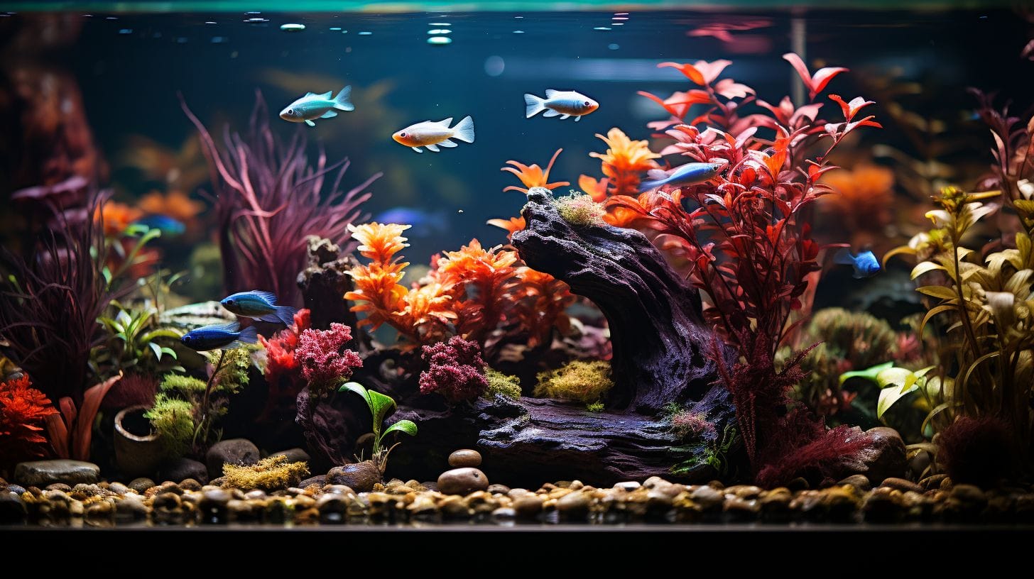 Fish tank before and after nitrite reduction.