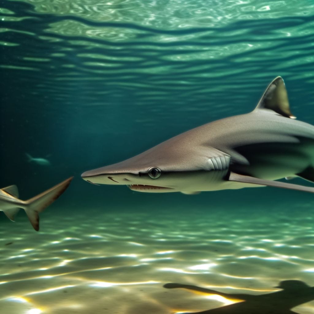 Freshwater shark and Payara with sharp teeth underwater.