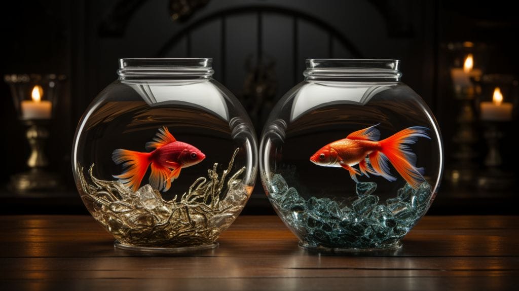 Can Goldfish Eat Beta Fish Food featuring a 
Goldfish and Betta fish with divider