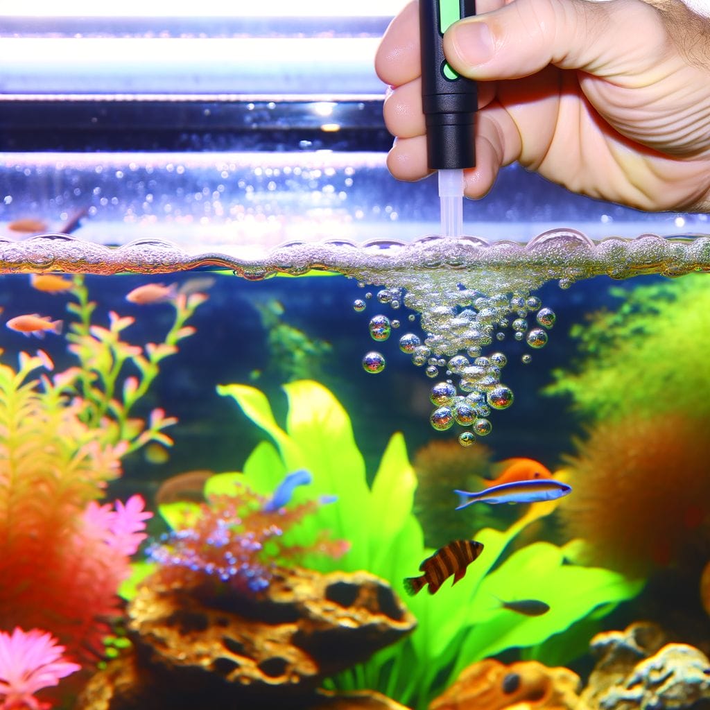 How To Test Oxygen Levels In Aquarium featuring a Hand with oxygen testing kit