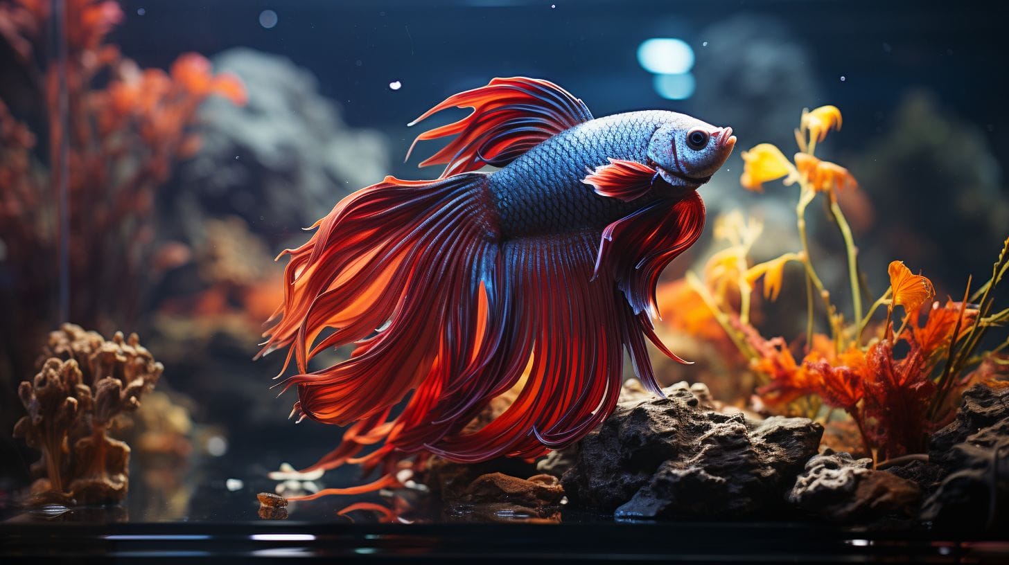 Lethargic Betta fish observed by worried human