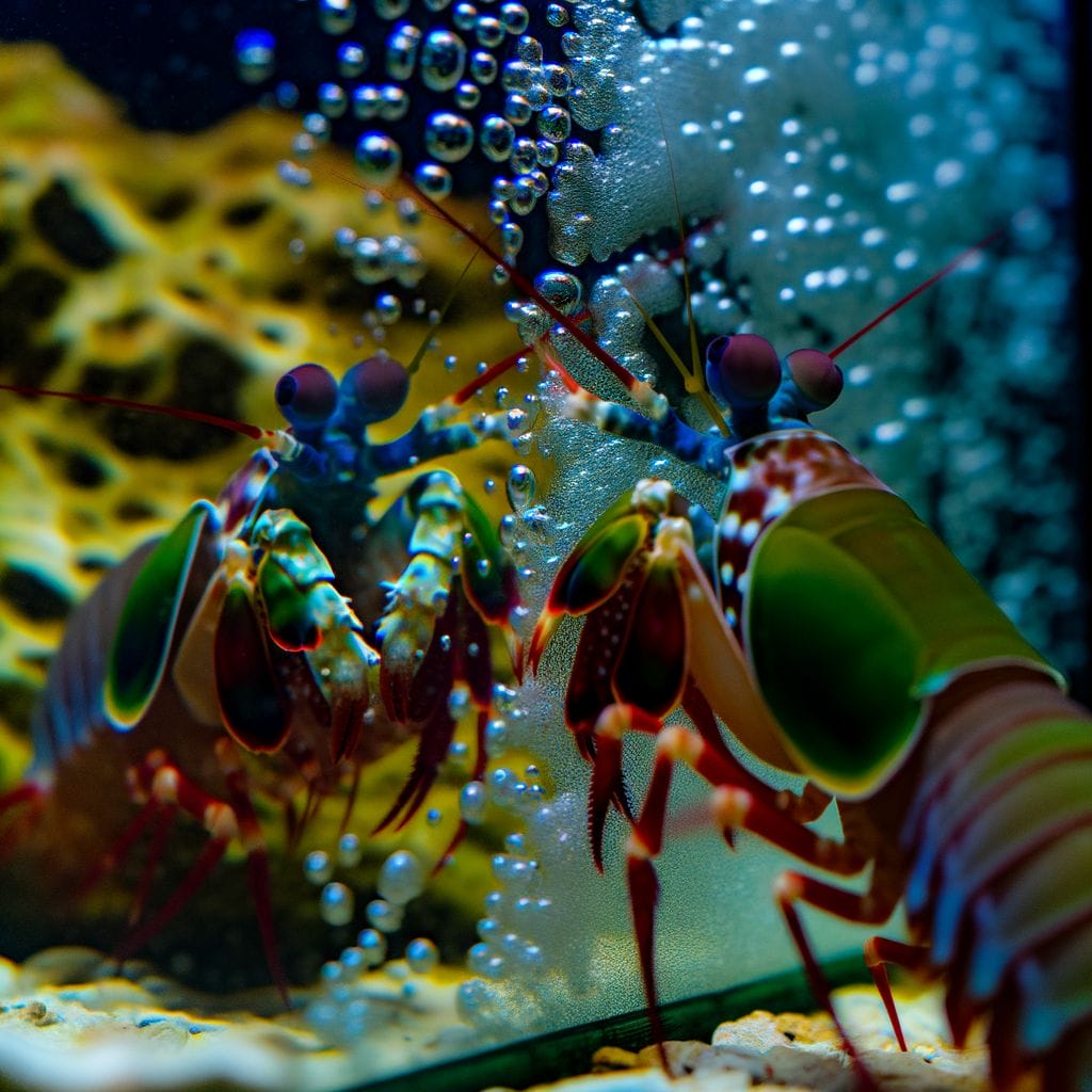 Mantis shrimp hitting glass