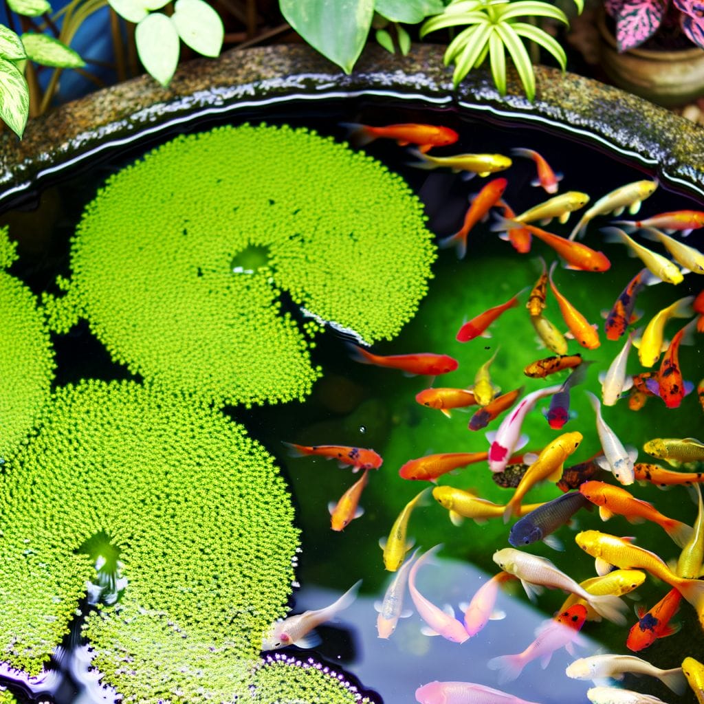 small, colorful fish in a small pond