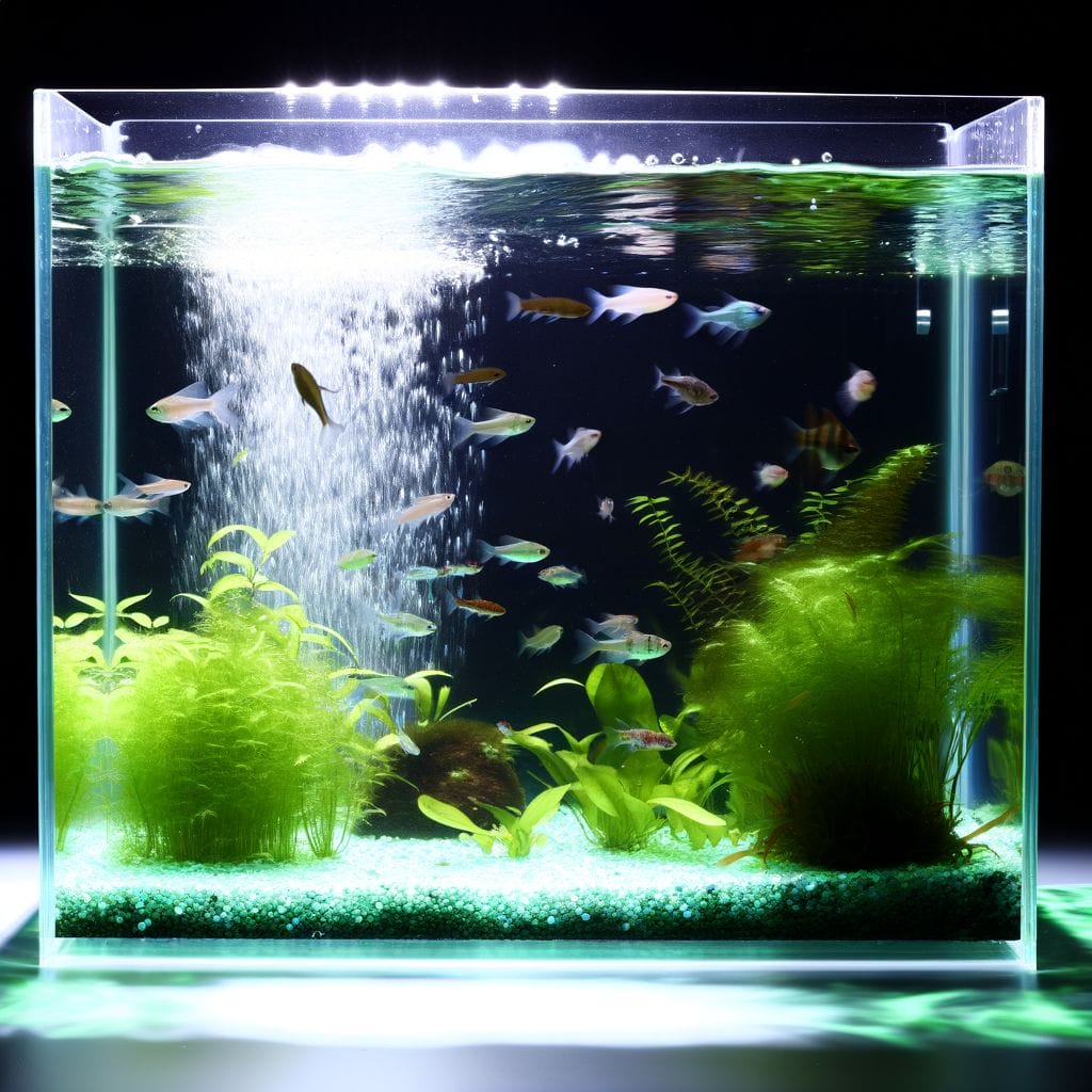 What Silicone Is Aquarium Safe featuring a Submerged aquarium with clear silicone and swimming fish
