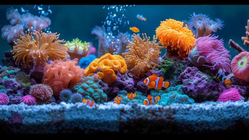 Vibrant reef tank, advanced monitoring, no water changes