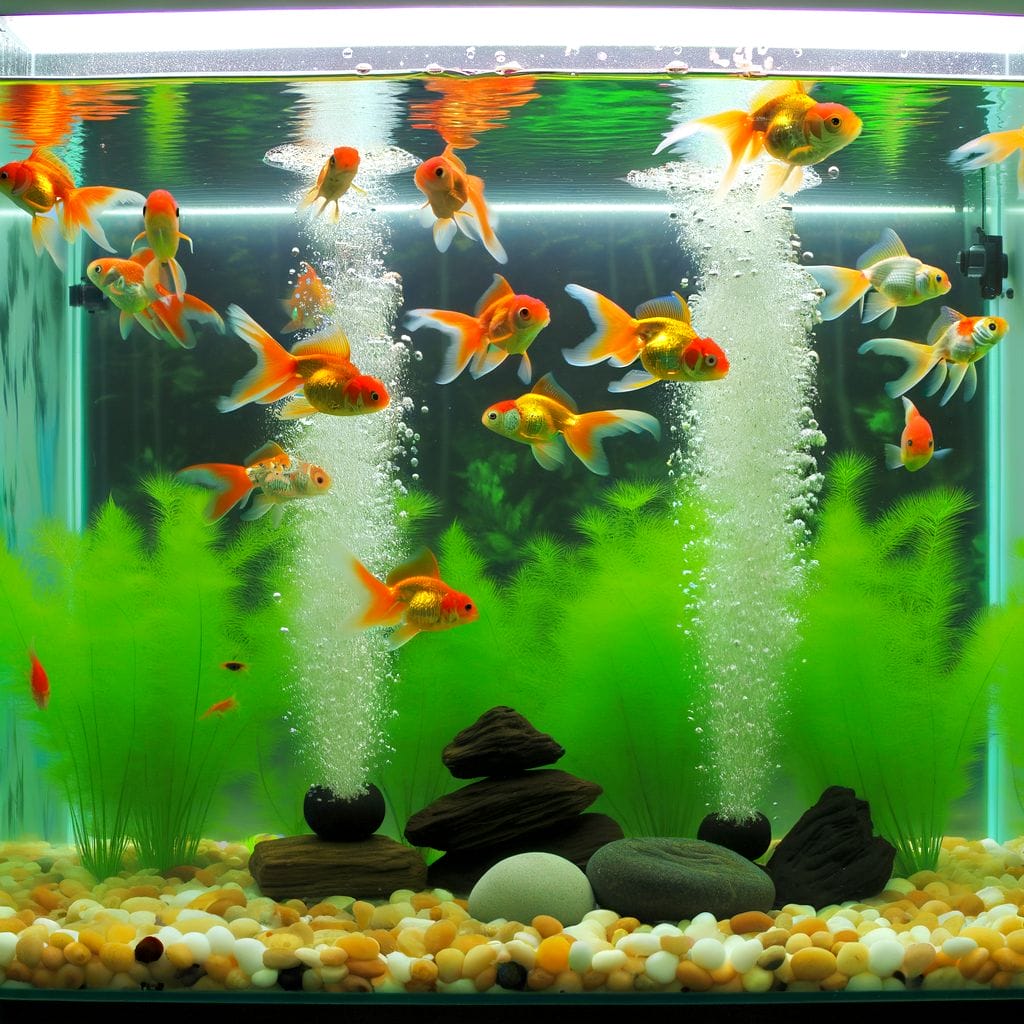 a clean aquarium with goldfish