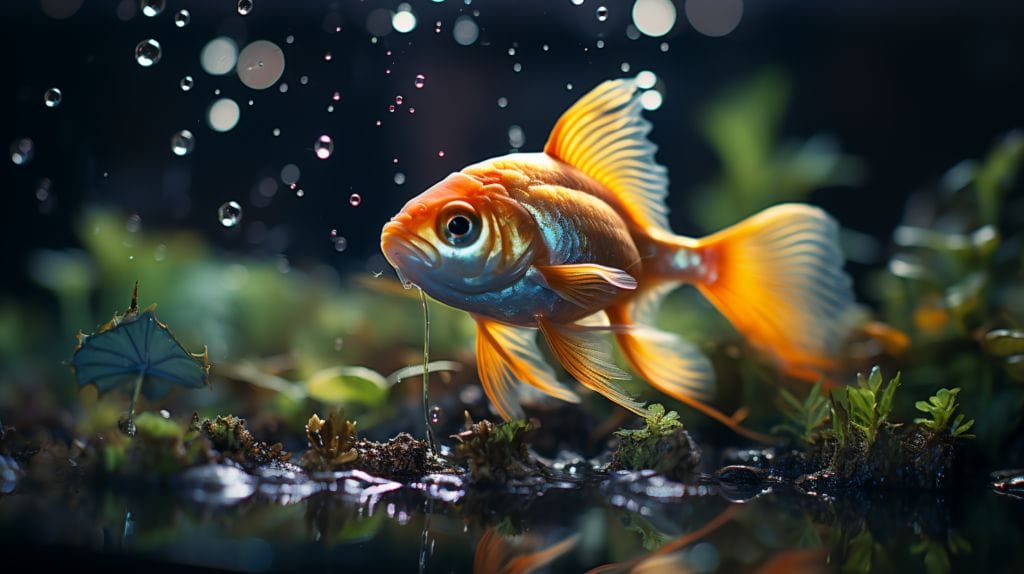 a goldfish swimming