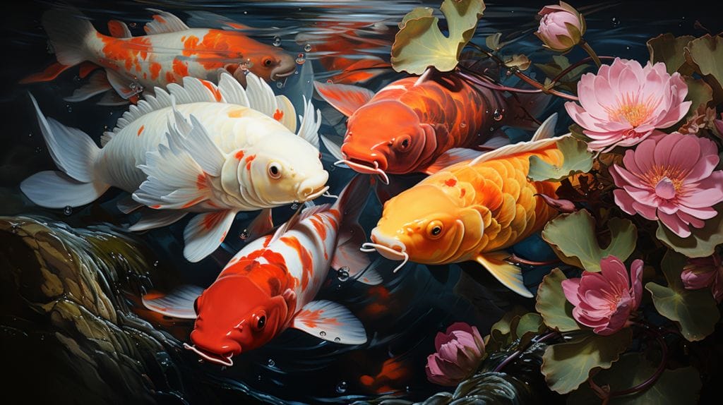 Are Koi Fish Saltwater or Freshwater featuring an image showing koi fish swimming peacefully