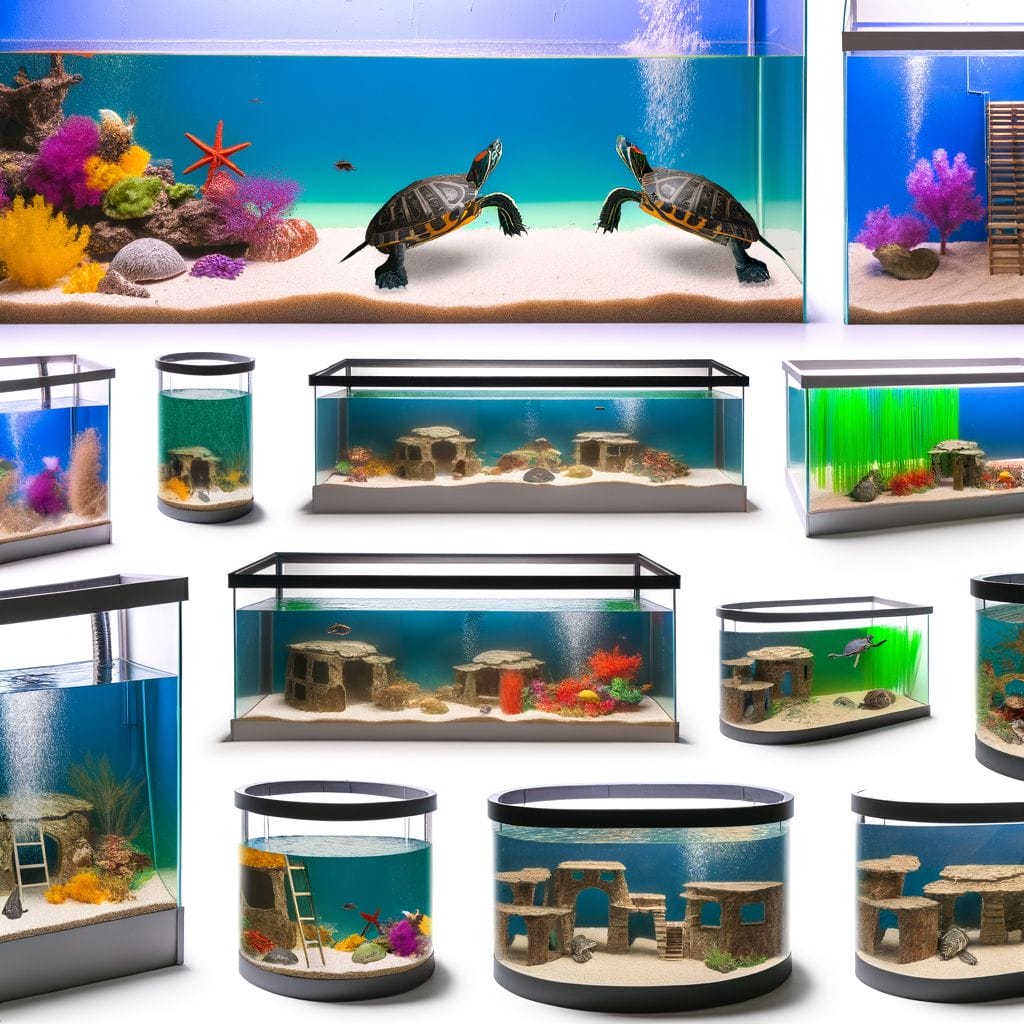 variety of creative homemade turtle tanks.