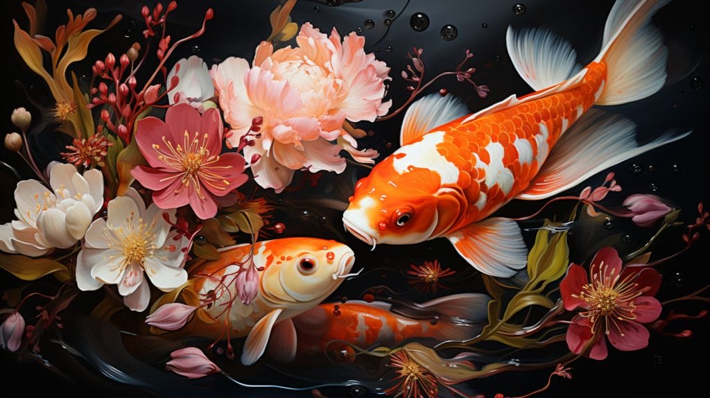 vibrant koi fish swimming in a clear freshwater pond