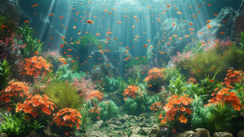 Fish tank with 3D aquarium background