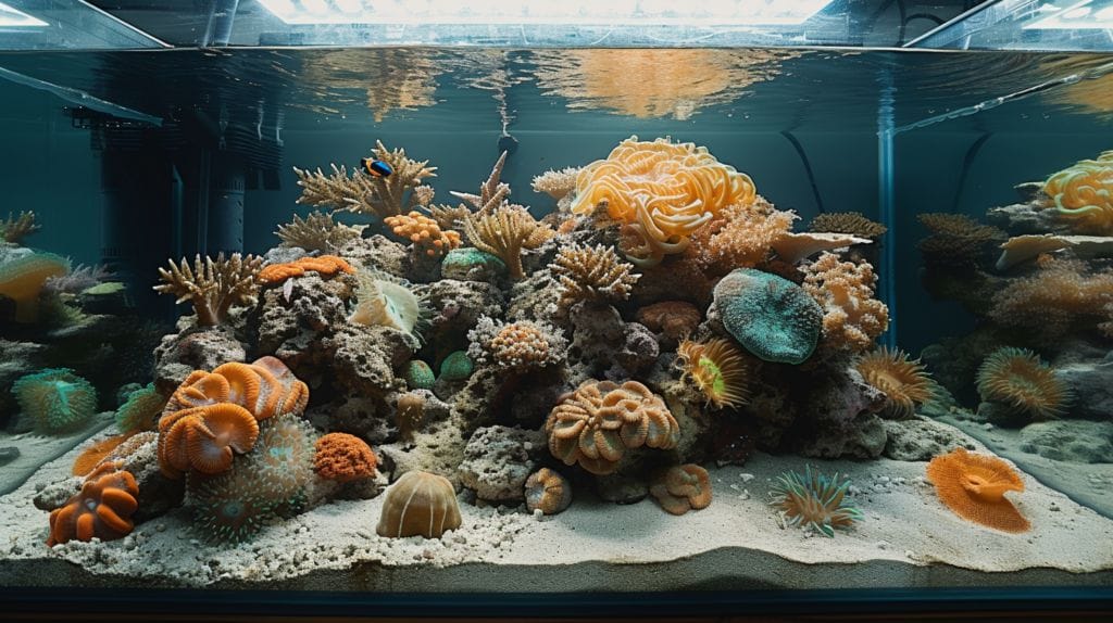 Vibrant reef tank with clear water