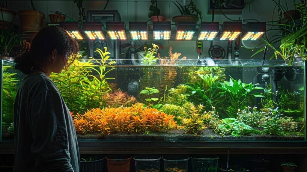DIY Aquarium LEDs featuring a DIY aquarium LED system with colorful plants.