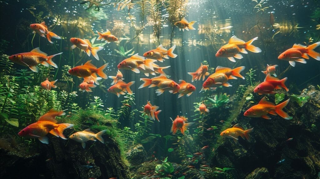 Serene aquarium with long-lifespan fish and lush decor