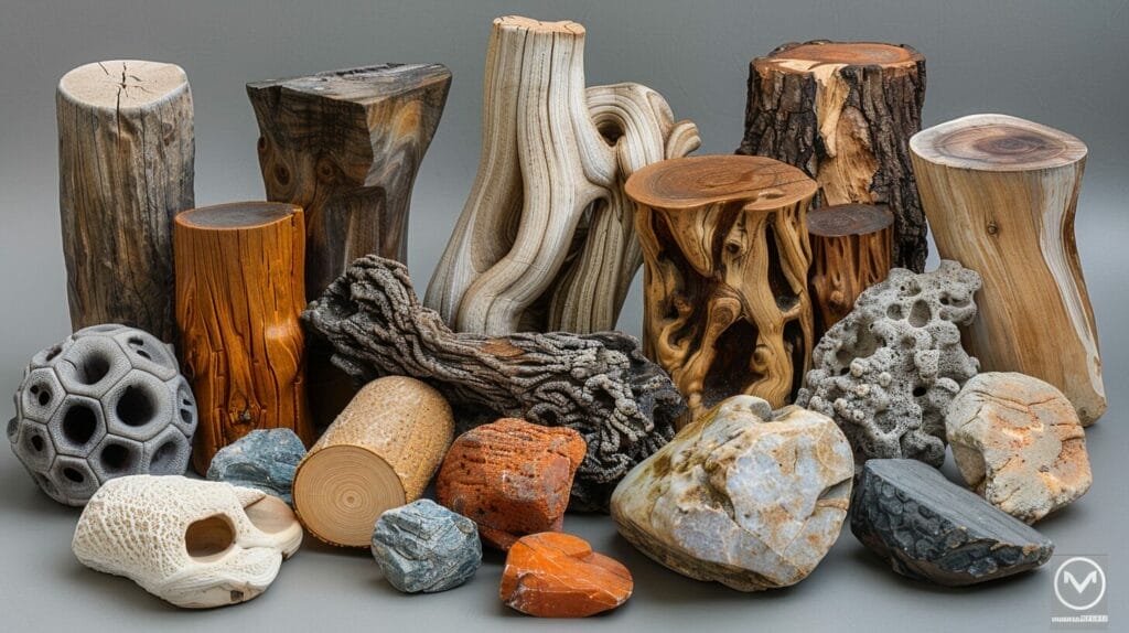 Variety of high-quality driftwood with unique shapes and textures.